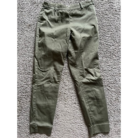 H&M Dress Pants Women 6 Green Business Casual Pull on Side Zip Ankle Length - Picture 1 of 7
